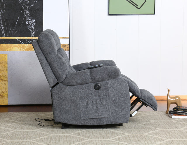 Electric lift recliner with heat therapy and massage, suitable for the elderly, heavy recliner, with modern padded arms and back, navy