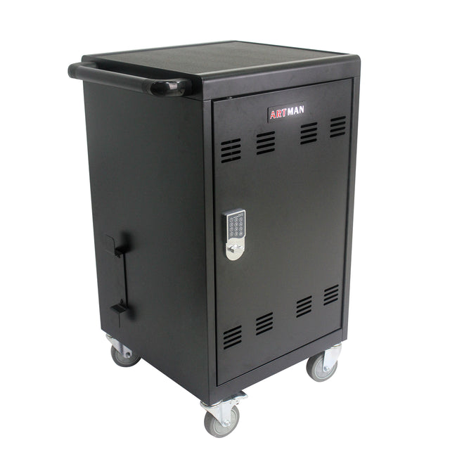 Mobile Charging Cart and Cabinet for Tablets Laptops 30-Device With Combination Lock（Black）)