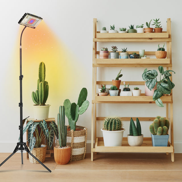 iPower LED Full Spectrum Grow Light with Adjustable Tripod Stand & Metal Hanging Threads for Indoor Plants, Growing Tents, Greenhouse Planting, ON/Off Switch