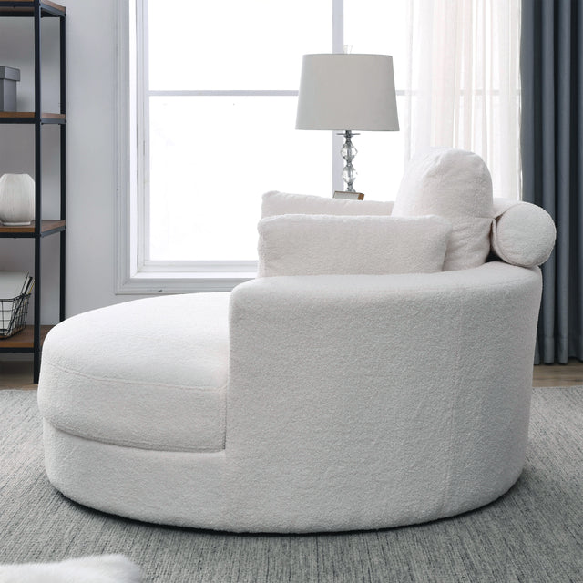 [Video] Welike Swivel Accent Barrel Modern Sofa Lounge Club Big Round Chair with Storage Ottoman Linen Fabric for Living Room Hotel with Pillows