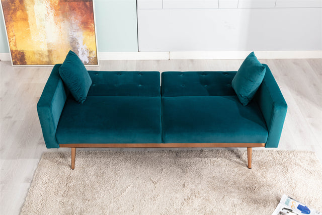 COOLMORE  Velvet  Sofa , Accent sofa .loveseat sofa with rose gold metal feet  and  Teal  Velvet