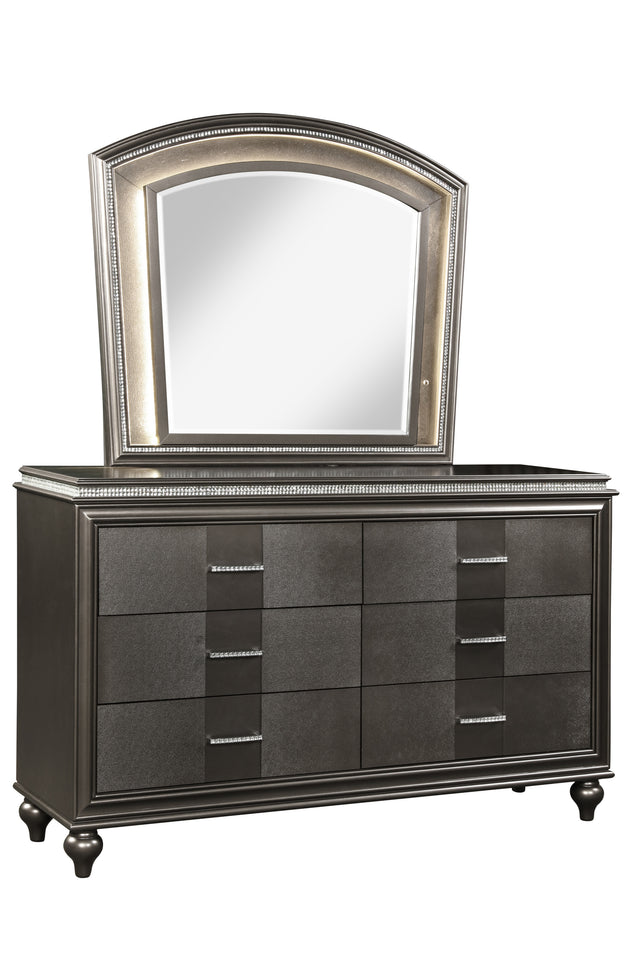 Ginger King 5 Pc LED Bedroom set made with wood in Copper