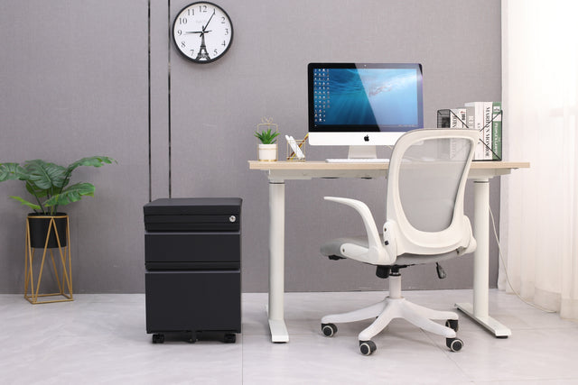 Mobile File Cabinet 2-Drawer Pedestal with Lock for Storage Use for Home Office and Business Enterprise,Legal/Letter Size Black,With 5 Wheels,with Leather cushion