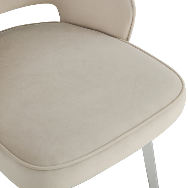 Modern Dining Chairs, Velvet Accent Chair, Living Room Leisure Chairs, Upholstered Side Chair with Metal Legs for Dining Room Kitchen Vanity Patio Club Guest (Set of 2) （Light Beige Office Chairs）