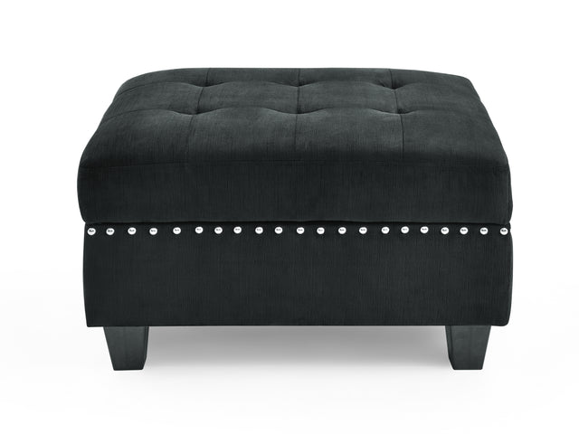 Ottoman  for Modular Sectional，Black Velvet （25.5“x31.5”x19“）