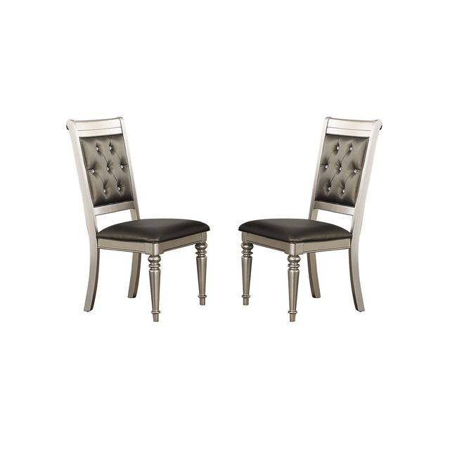 Dining Chairs With Tufted Back, Silver(Set Of 2)