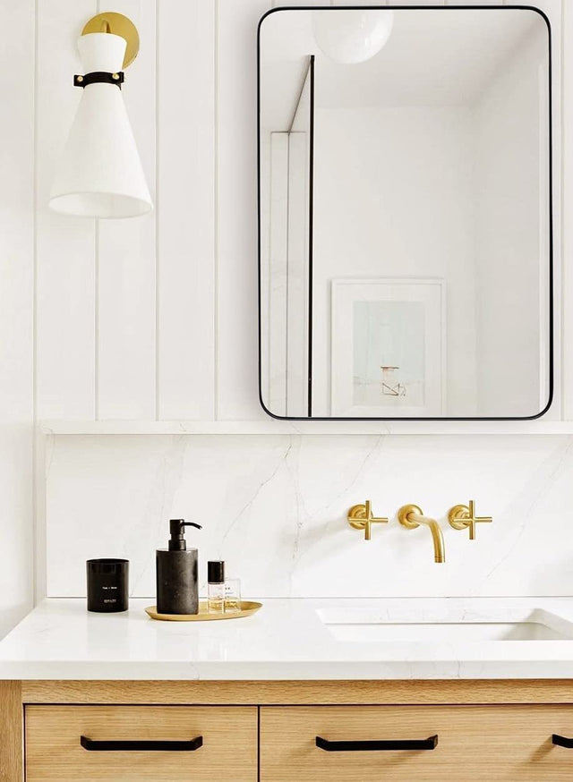 Black 24 "x36" Metal Rectangular Bathroom Wall Mirror