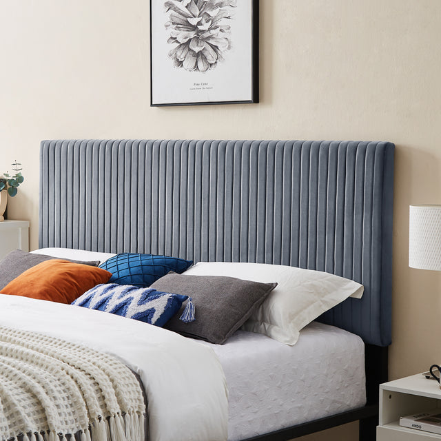 B110 King bed Beautiful line stripe cushion headboard  Strong iron frame with high temperature paint