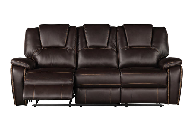 Hong Kong Power Reclining Sofa made with Faux Leather in Brown