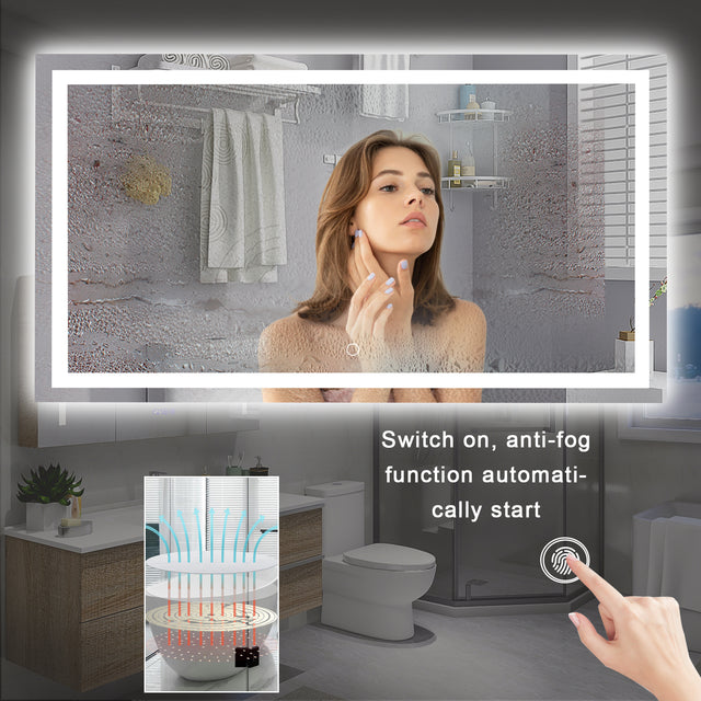 LED Bathroom Mirror 60x 36  Inch with lights, anti-Fog & Dimming Led Bathroom Vanity Mirror