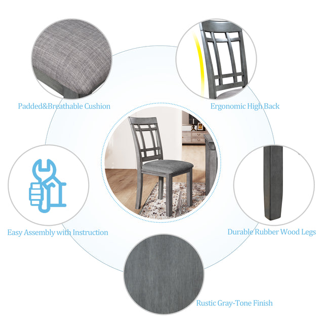 TOPMAX 6 Piece Wooden Dining Table set, Kitchen Table set with 4 Chairs and Bench, Farmhouse Rustic Style, Antique Graywash