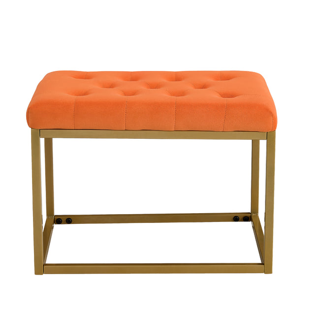 Velvet Shoe Changing Stool, Orange Footstool, Square Vanity Chair, Sofa stool,Makup Stool .Vanity Seat ,Rest stool. Piano Bench .Suitable for Clothes Shop,Living Room, Porch, Fitting Room Bedroom