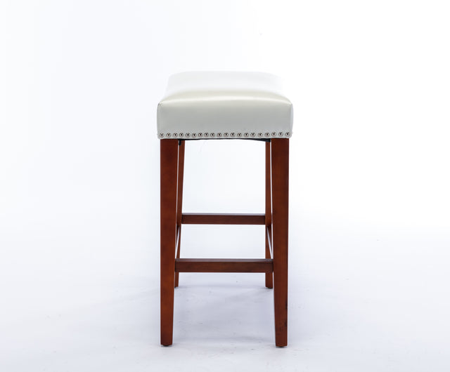 White Leather Barstool 2 pcs Set - 30 inch Seater height