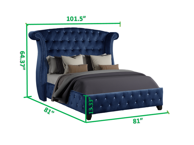 Sophia King Bed 4 Piece Blue