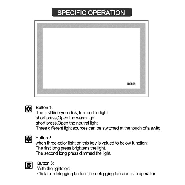 LED Bathroom Mirror 48x 36  Inch with lights, anti-Fog & Dimming Led Bathroom Vanity Mirror