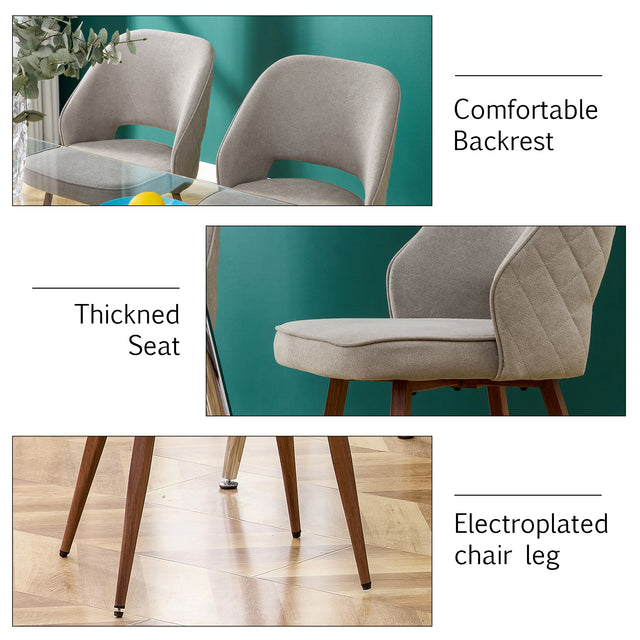 Modern Dining Chairs,Linen Accent Chair, Living Room Leisure Chairs, Upholstered Side Chair with Metal Legs for Dining Room Kitchen Vanity Patio Club Guest (Set of 1)  Grey Office Chair