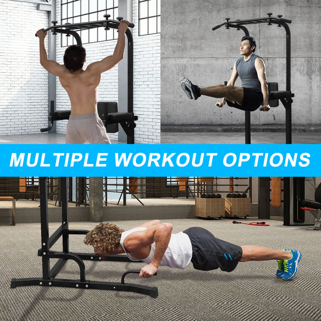 Power Tower Dip Station Pull Up Bar Exercise Tower for Home Gym Strength Training Workout Equipment