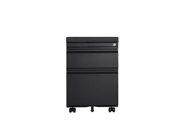 Mobile File Cabinet 2-Drawer Pedestal with Lock for Storage Use for Home Office and Business Enterprise,Legal/Letter Size Black,With 5 Wheels,with Leather cushion