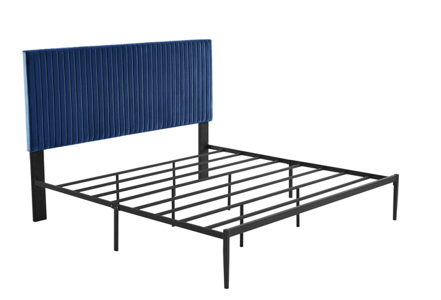 B110 King bed Beautiful line stripe cushion headboard  Strong iron frame with high temperature paint