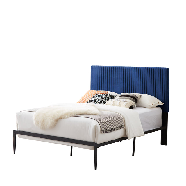 B110 Queen bed Beautiful line stripe cushion headboard  Strong iron frame with high temperature paint