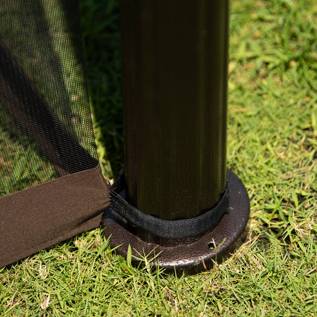 TOPMAX 9.8Ft. Wx9.8Ft.L Outdoor Iron Vented Dome Top Patio Gazebo with Netting for Backyard, Poolside and Deck, Brown