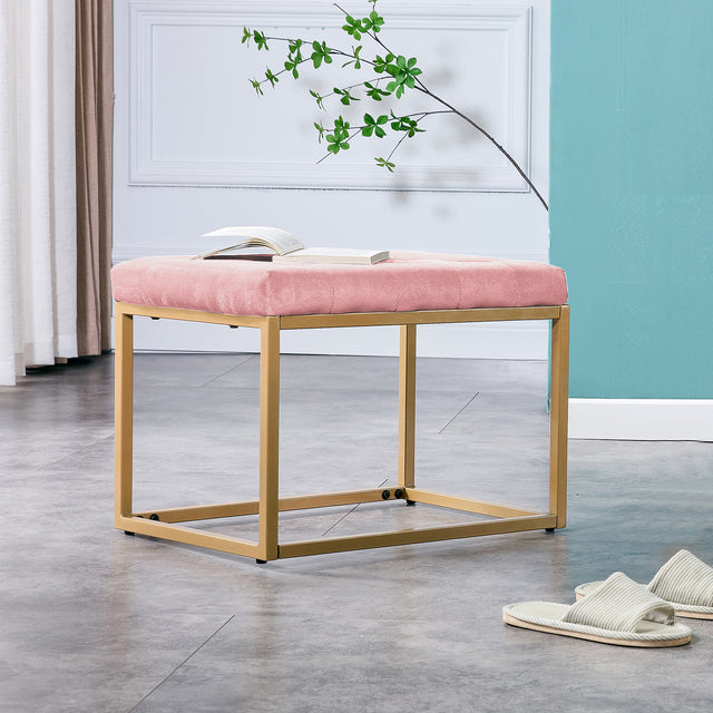 Velvet Shoe Changing Stool, Footstool, Square Cushion Foot Stool, Sofa stool, Rest stool,Low Stool .Step Stool, Small Footrest .Suitable for Clothes Shop,Living Room, Porch, Fitting Room.Pink Bench