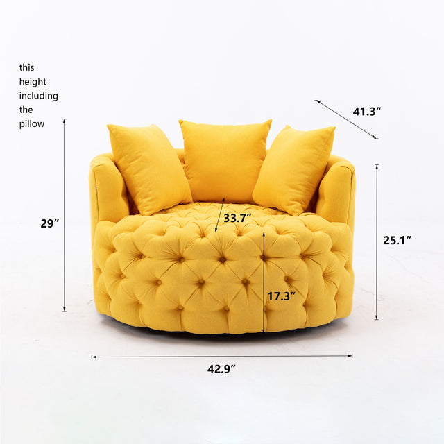 Modern  Akili swivel accent chair  barrel chair  for hotel living room / Modern  leisure chair  Yellow fabric