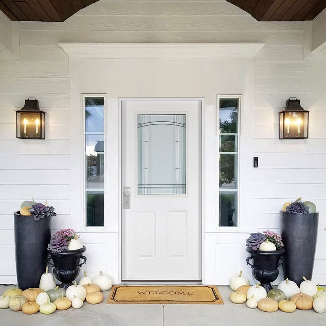 37.5inx81.5in Right Hand Inswing Decorative Glass- Zinc Caming  Fiber Glass Prehung Entry Door .