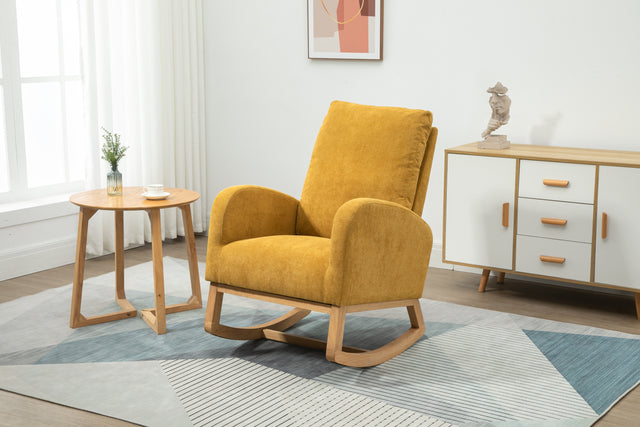 COOLMORE  living  room Comfortable  rocking chair  living room chair  Yellow