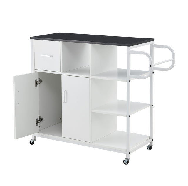 KITCH storage cabinet WHITE-Black, move with roller..
