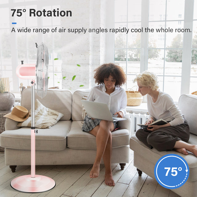 16 Inch High Velocity Stand Fan, Adjustable Heights, 75°Oscillating, Low Noise, Quality Made Fan with 3 Settings Speeds, Heavy Duty Metal for Industrial, Commercial, Residential, Color: Pink