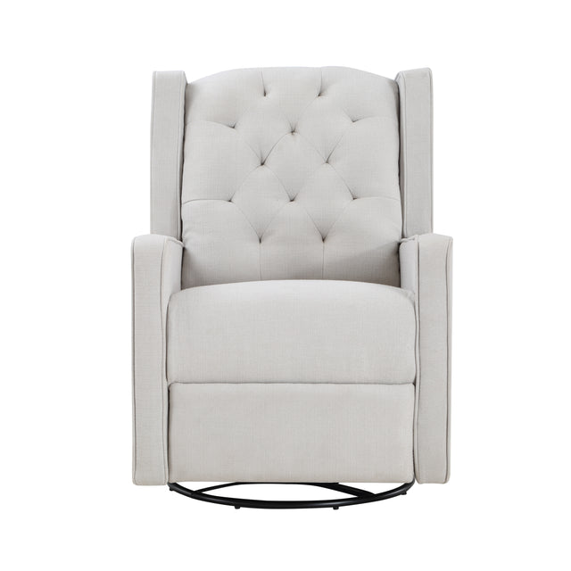 Milah Tufted Swivel Glider Recliner In Light Gray Fabric