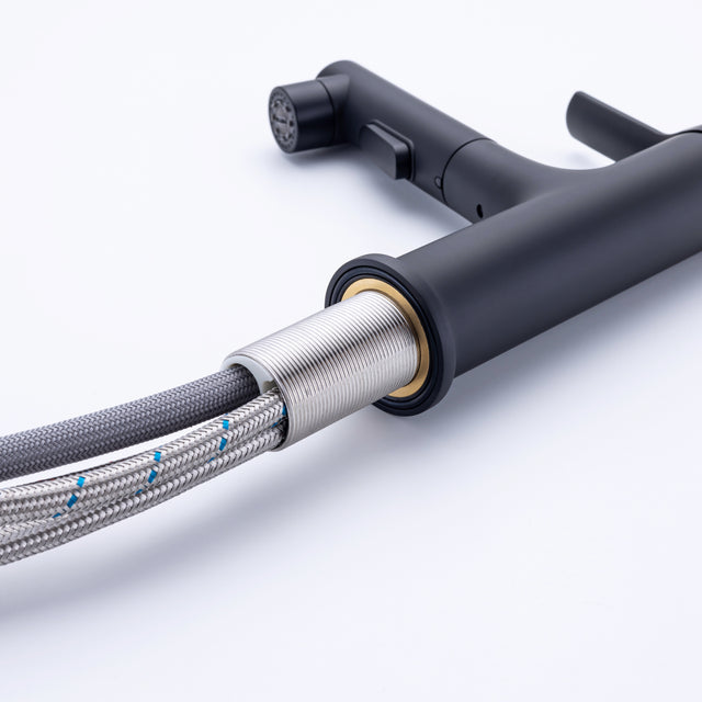 Single Hole Bathroom Faucet with Pull Out Sprayer, Dual Spray Modes, Solid Brass Polished Chrome Bathroom Faucet for Sink, Modern One Handle Bath Vanity Faucet with Face Basin Mixer Tap\\nVisit the YI