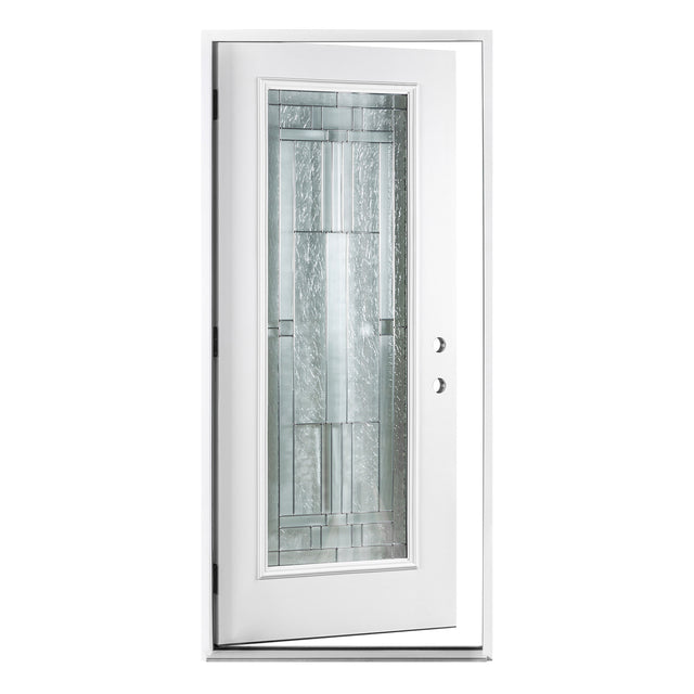37.5inx81.5in Left Hand Inswing Decorative Glass- Zinc Caming Fiber Glass Prehung Entry Door .