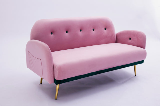 2156 sofa includes 2 pillows 58" pink velvet sofa for small spaces