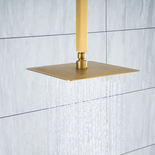 12 inch Ceiling Shower System Brushed Nickel Shower Combo Set for Bathroom, Rainfall Shower Faucet Ceiling Mounted Included Rough in Mixer Valve Body and Trim