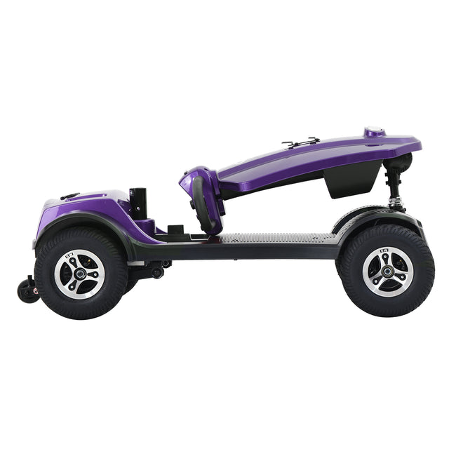 W429S00012 MAX PLUS DARK PURPLE   4 Wheels Outdoor Compact Mobility Scooter with 2pcs*20AH Lead acid Battery, 16 Miles, Cuo Holders & USB charger Port