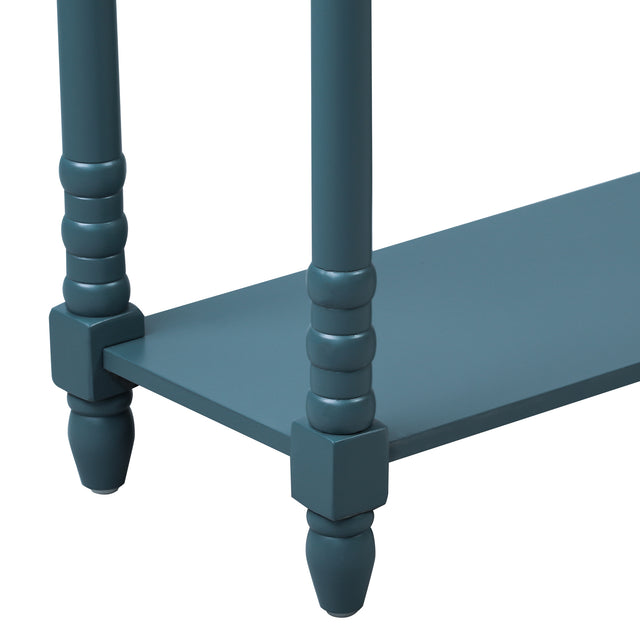 TREXM Console Table Sofa Table with Drawers and Long Shelf Rectangular Living Room Table Solid Wood (Antique Navy)