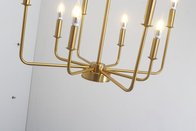 Modern American candle-shaped golden iron chandelier -8 bulbs -E12 lamp holder