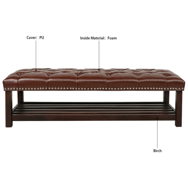 Wooden Base Upholstered Bench for Bedroom for Entryway