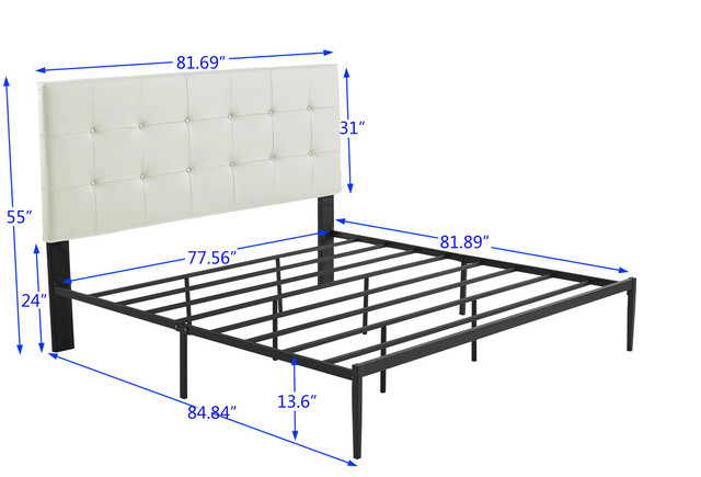B112 King bed PVC cover haedboard with Sponge interlayer.  Strong iron frame with high temperature paint