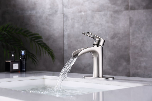 Bathroom Faucet Waterfall Bathroom Faucet Pop Up Drain Bathroom Sink Faucet,Faucet for Bathroom Sink,Single Handle Single Hole Bathroom Faucets