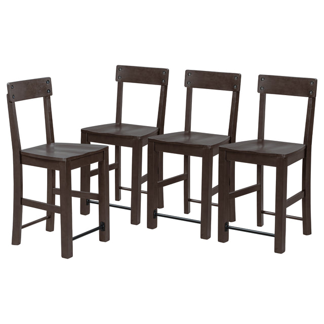 TREXM Counter Height Dining Chairs Industrial Style Wood Dining Room Chairs with Ergonomic Design, Set of 4 (Espresso)