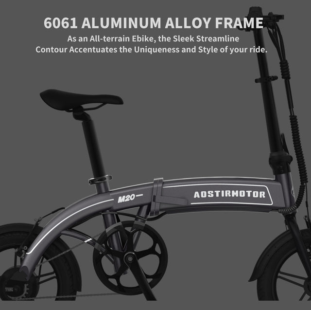 Aostirmotor 14" Electric Bike,350W 7.5Ah/36V E Bike, Lightweight Folding Electric Bicycles for Adult(BLACK)