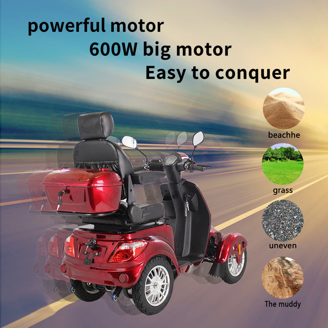 Fastest Mobility Scooter With Four Wheels For Adults & Seniors, Red 800W