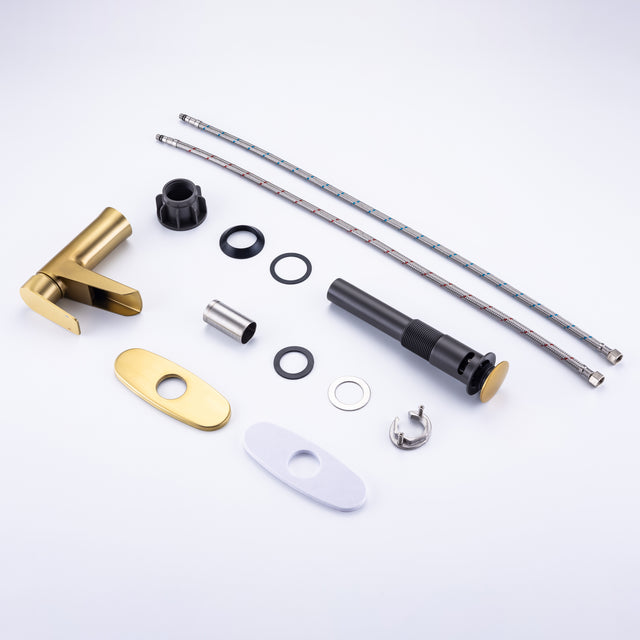 Waterfall Bathroom Faucet  Bathroom Faucet with Pop Up Drain Single Handle One Hole or Three Holes Vanity Faucet Farmhouse RV Bathroom Vessel Basin Faucet Deck Mount