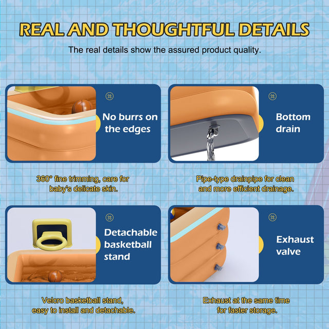 Children's swimming pool inflatable swimming pool basketball pool, children's three-layer inflatable swimming pool, adult family outdoor backyard summer water party