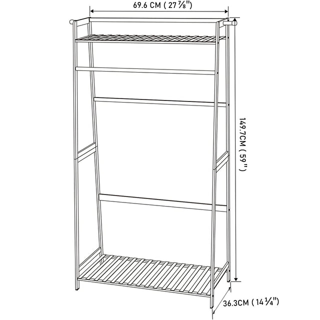 Clothes Rack,Clothing Rack with Shelves,Freestanding Closet Organizer for Living Bedroom Room Kitchen Bathroom Entryway Office Storage Shelves Clothes Hanging Rack,CR-537 Black