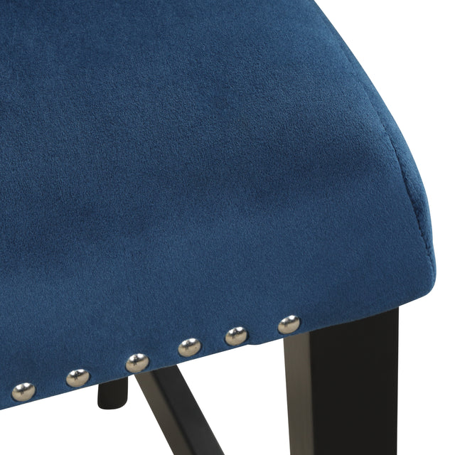 5-piece Counter Height Dining Table Set with One Faux Marble Dining Table and Four Upholstered-Seat Chairs,for Kitchen and Living room,Table : 42"L x42"Wx36"H,Chair:18.5"Wx23.2"Dx39.8"H,  Blue