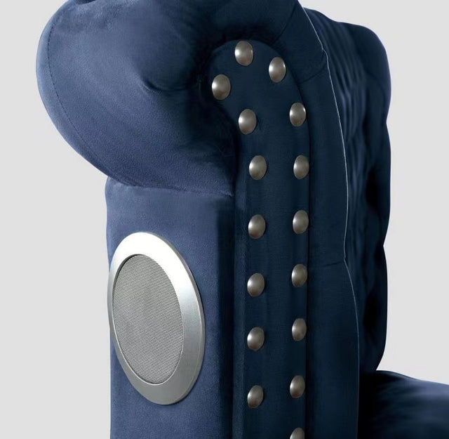 Hazel Queen 6 Pc Vanity Bedroom Set Made With Wood In Blue Color